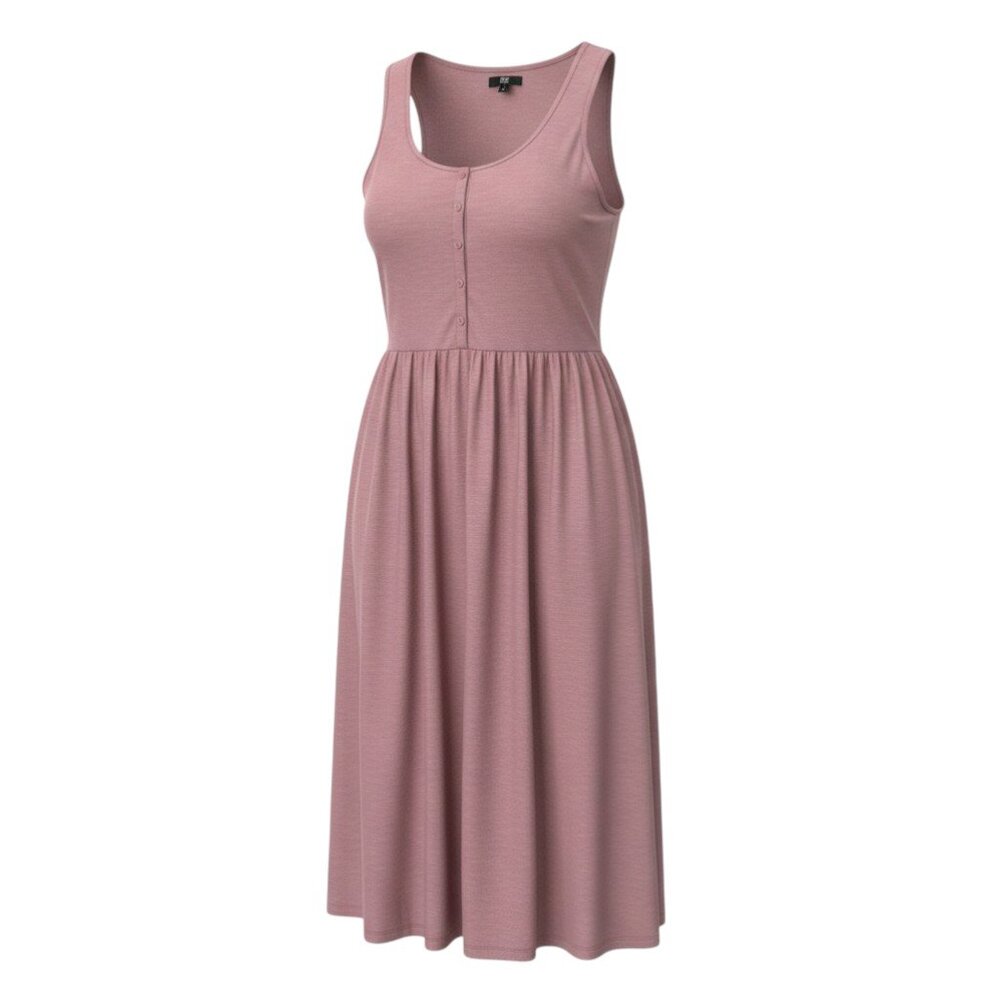Frye Mauve Henley Tank Midi Dress Sleeveless Boho Large